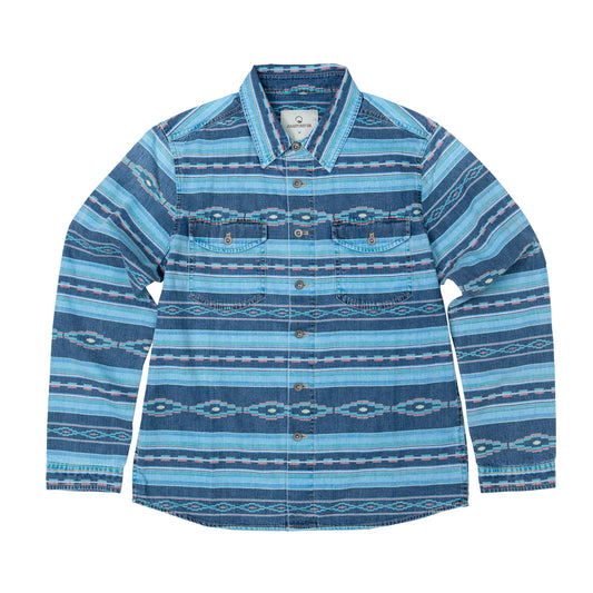 JiaQi Forever Cultural Discharge Print Denim Shirt Jacket