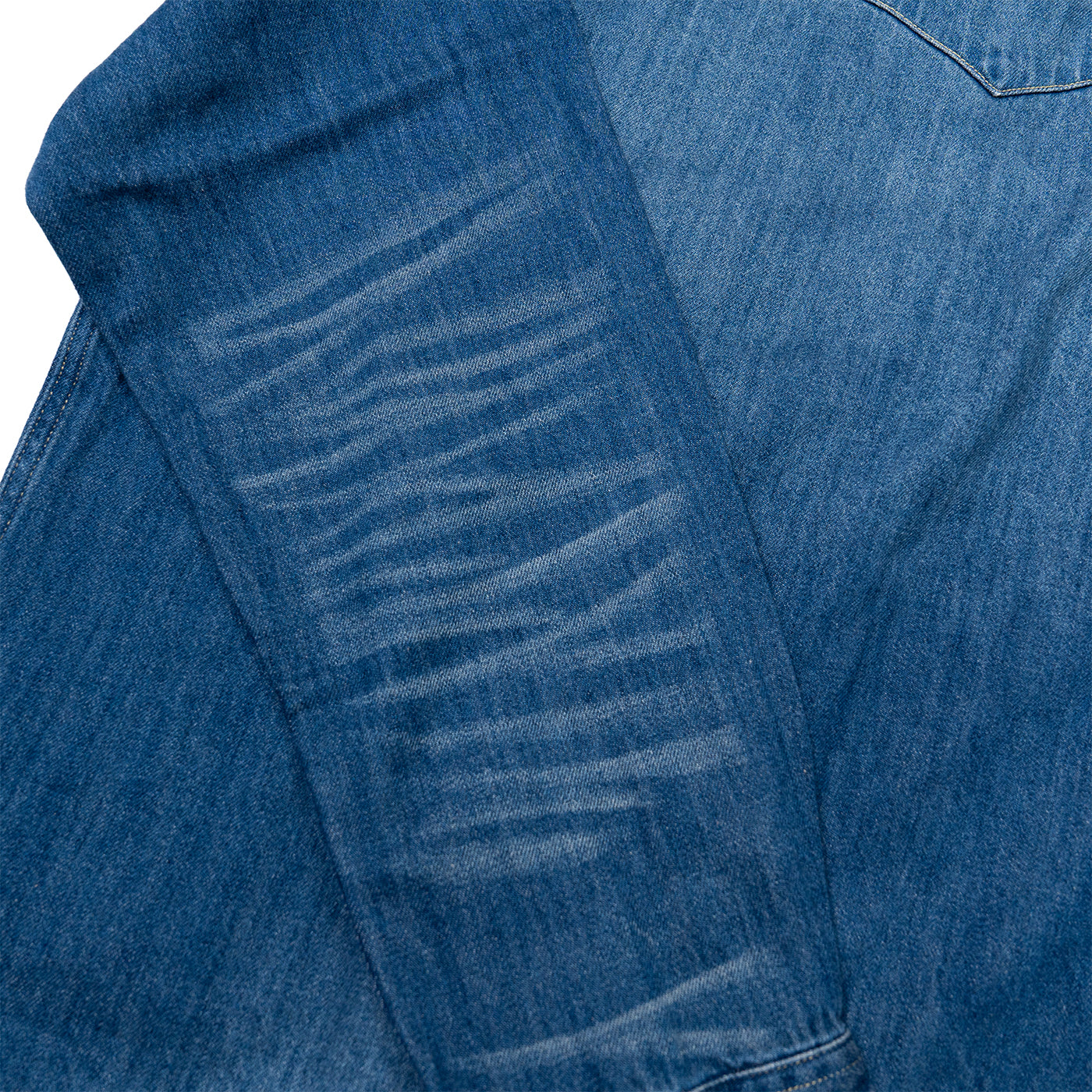 JiaQi Forever 10oz Heavy Washed Hand - Rubbed Cat's Whiskers Denim Shirt
