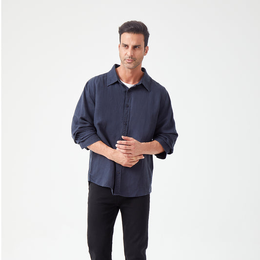 JiaQi Forever Linen - Tencel Double - Layer Three - Quarter Sleeve Tailored Shirt