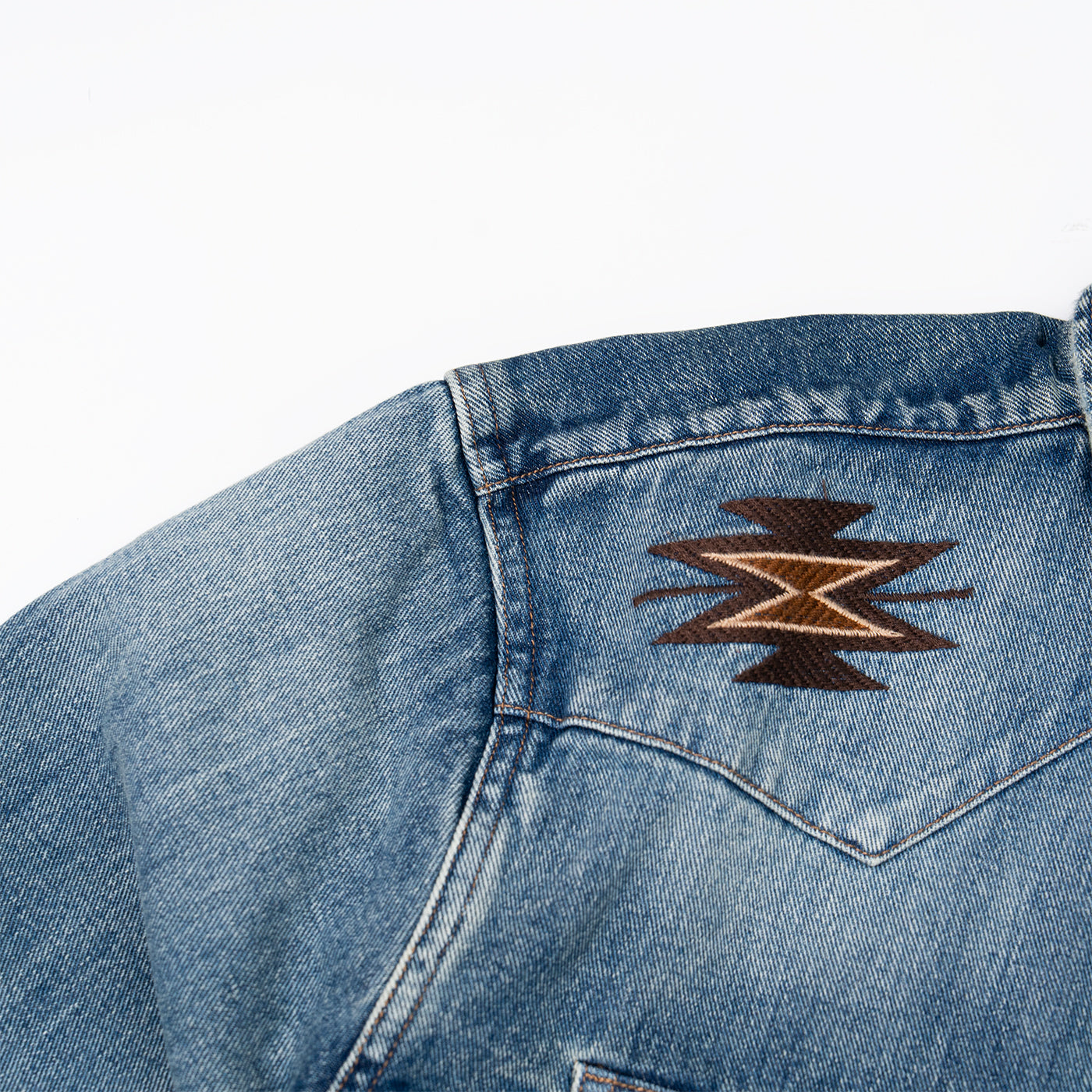 JiaQi Forever Roadrunner Premium Embroidery Distressed Denim Shirt