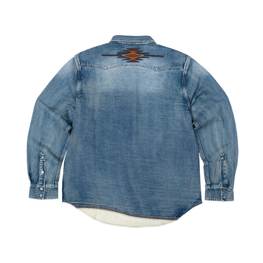 JiaQi Forever Roadrunner Premium Embroidery Distressed Denim Shirt