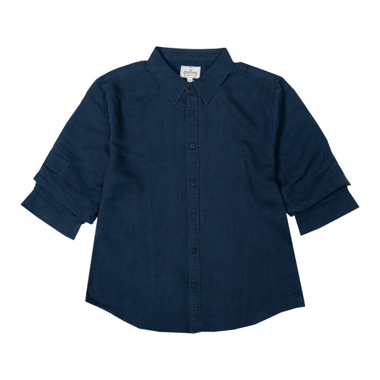 JiaQi Forever Linen - Tencel Double - Layer Three - Quarter Sleeve Tailored Shirt