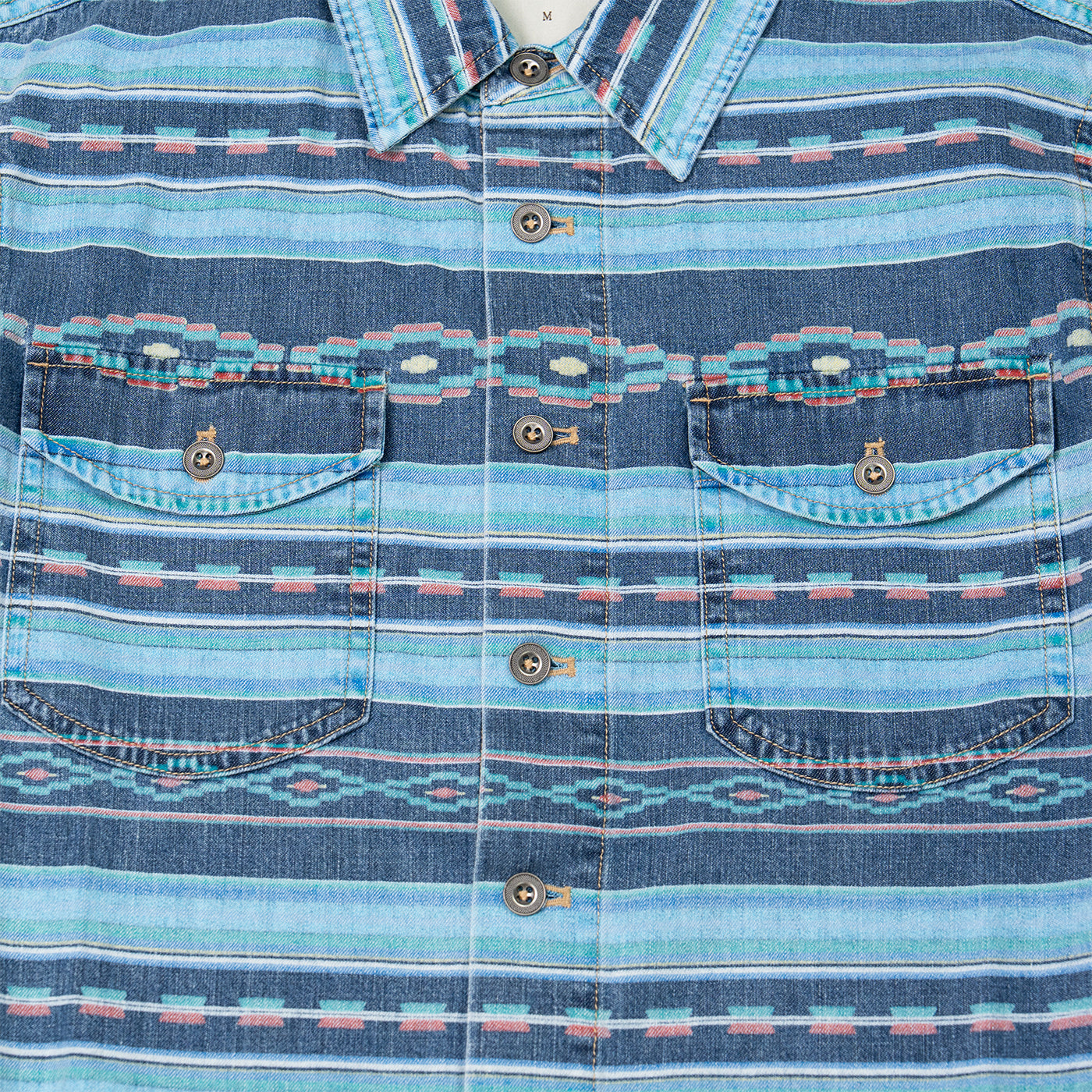 JiaQi Forever Cultural Discharge Print Denim Shirt Jacket