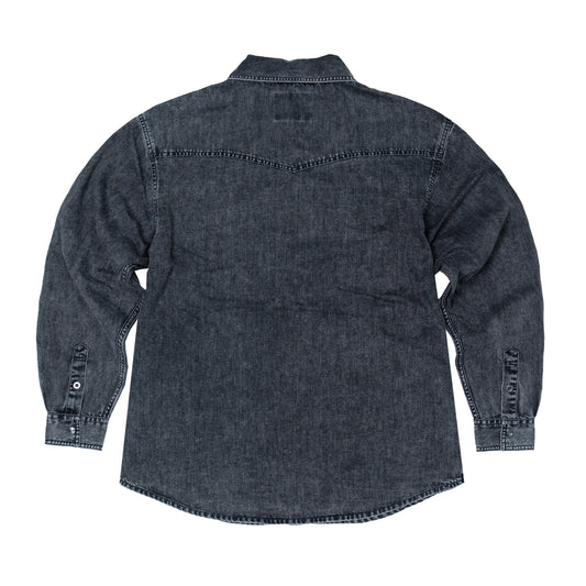 JiaQi Forever 8oz Vintage - Style Snowflake Washed Distressed Denim Shirt