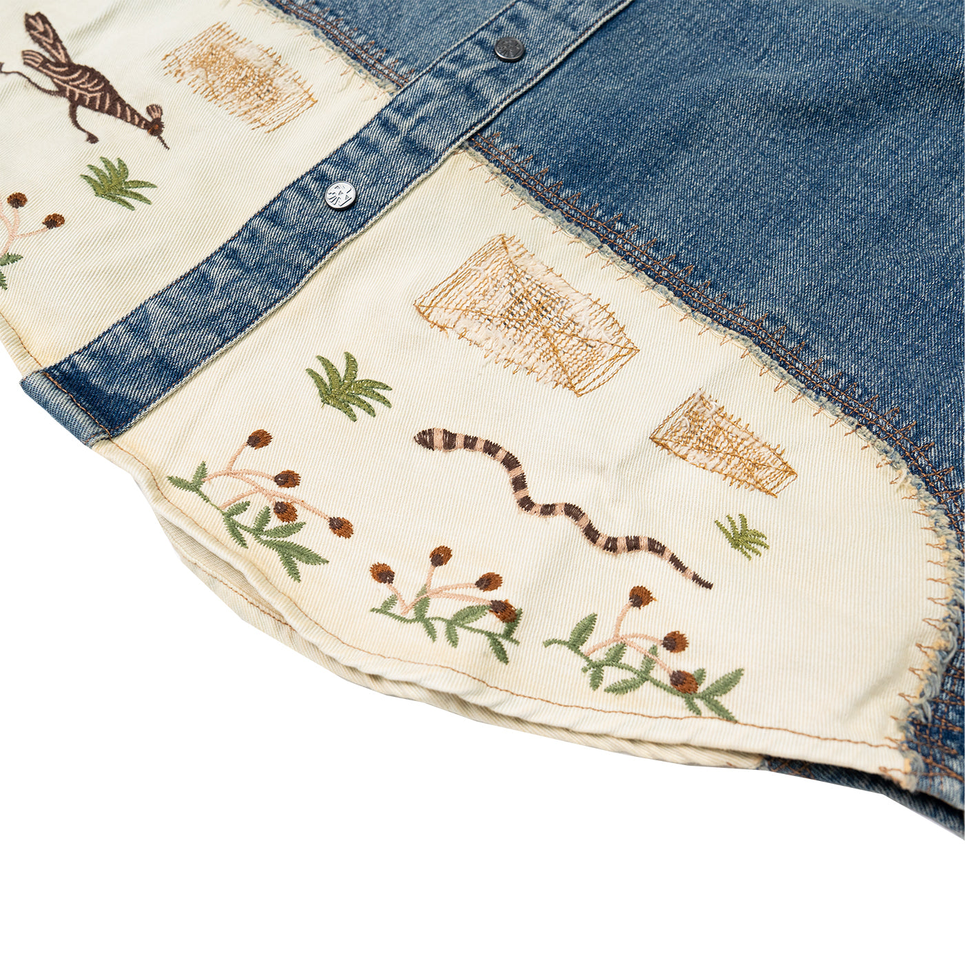 JiaQi Forever Roadrunner Premium Embroidery Distressed Denim Shirt
