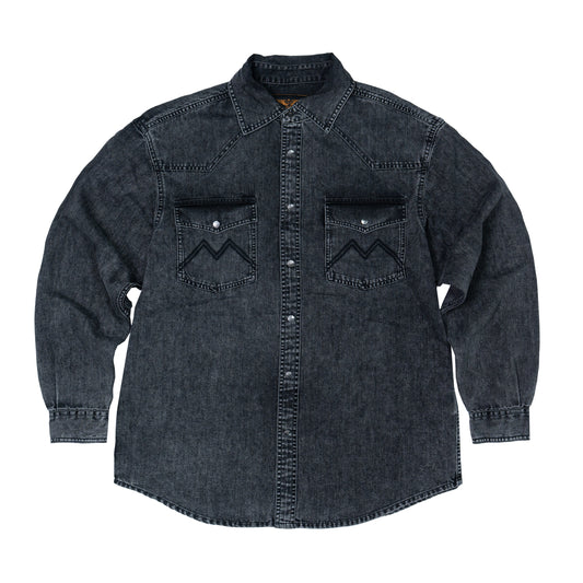 JiaQi Forever 8oz Vintage - Style Snowflake Washed Distressed Denim Shirt