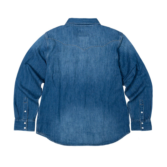 JiaQi Forever 10oz Heavy Washed Hand - Rubbed Cat's Whiskers Denim Shirt