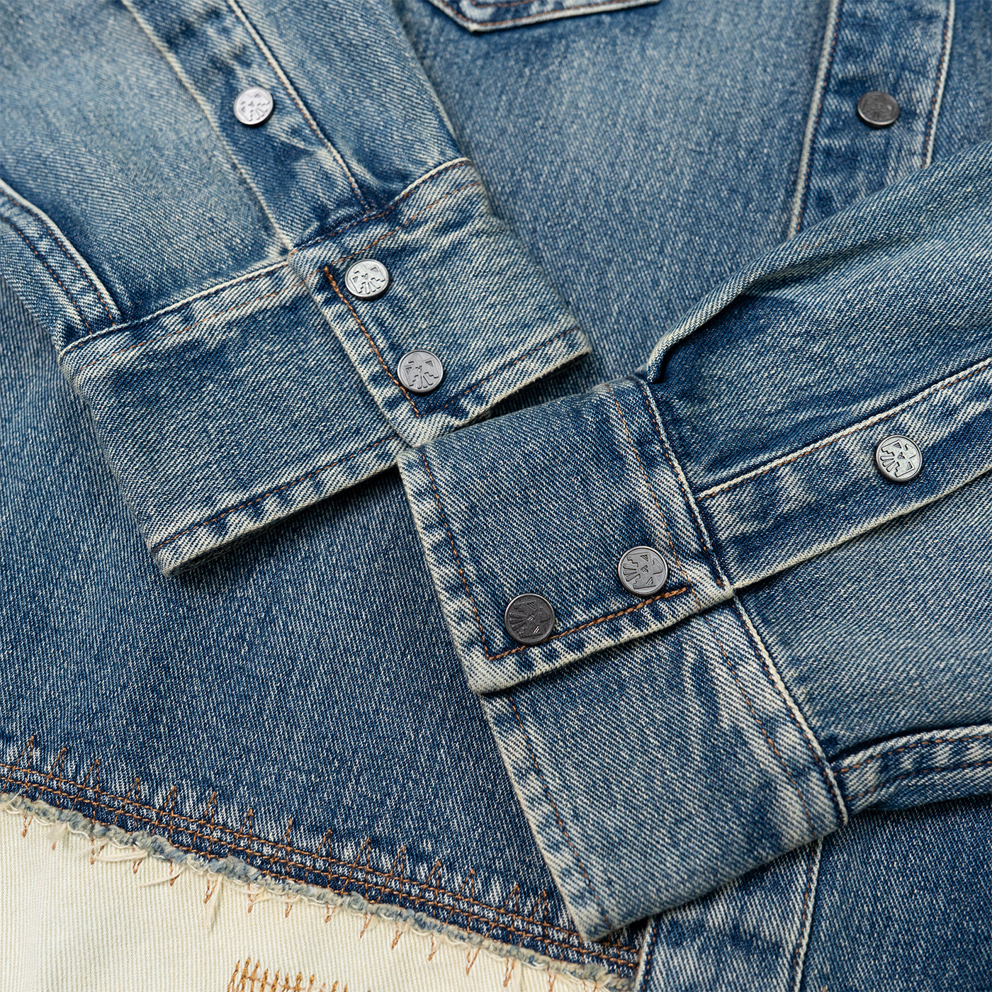 JiaQi Forever Roadrunner Premium Embroidery Distressed Denim Shirt