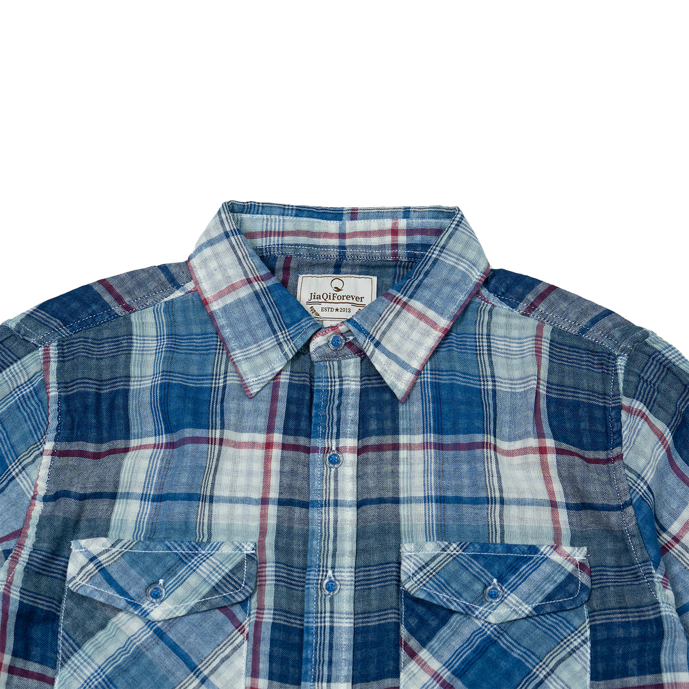 JiaQi Forever Simple Casual Double - Layer Yarn Cotton Plaid Shirt