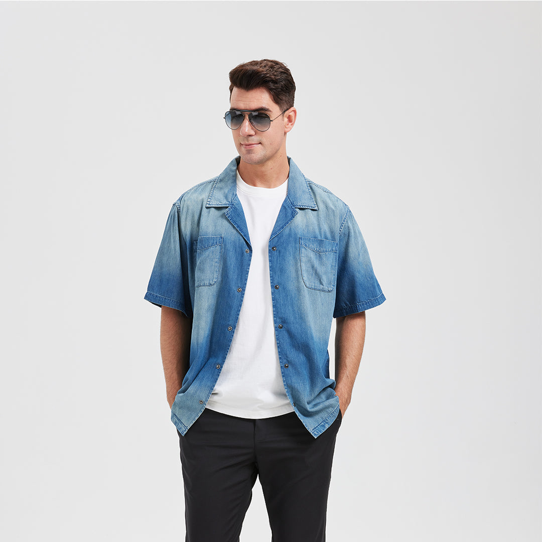 JiaQi Forever Camp Collar Casual Short - Sleeve Shirt