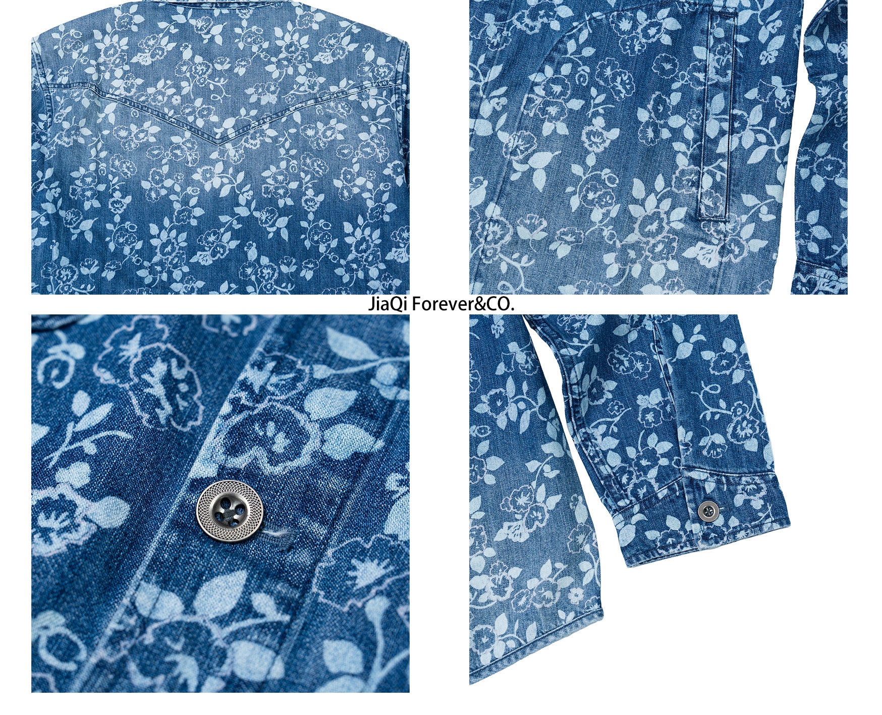 JiaQi Forever Botanical Floral Garment Discharge Print Jacket