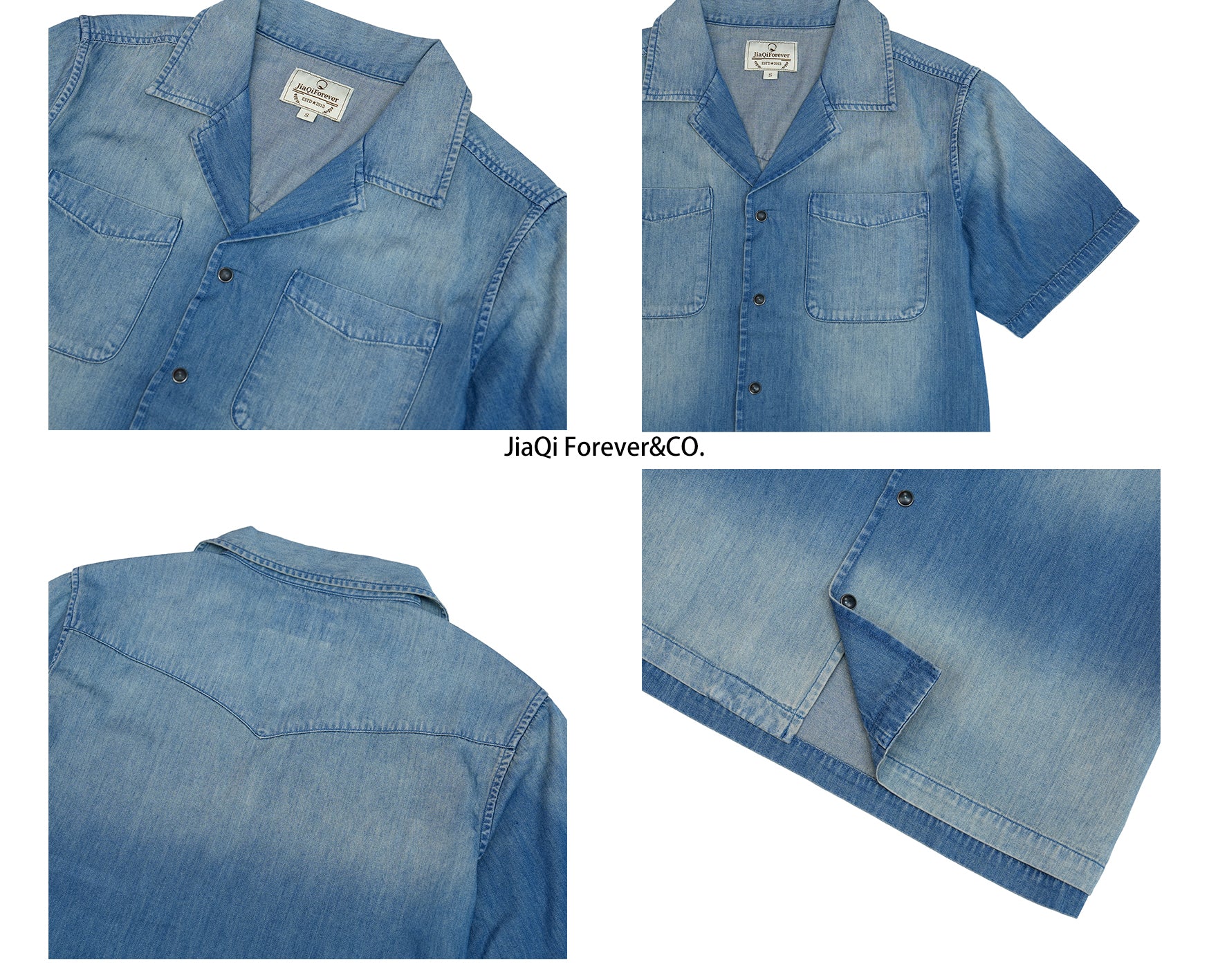 JiaQi Forever Camp Collar Casual Short - Sleeve Shirt
