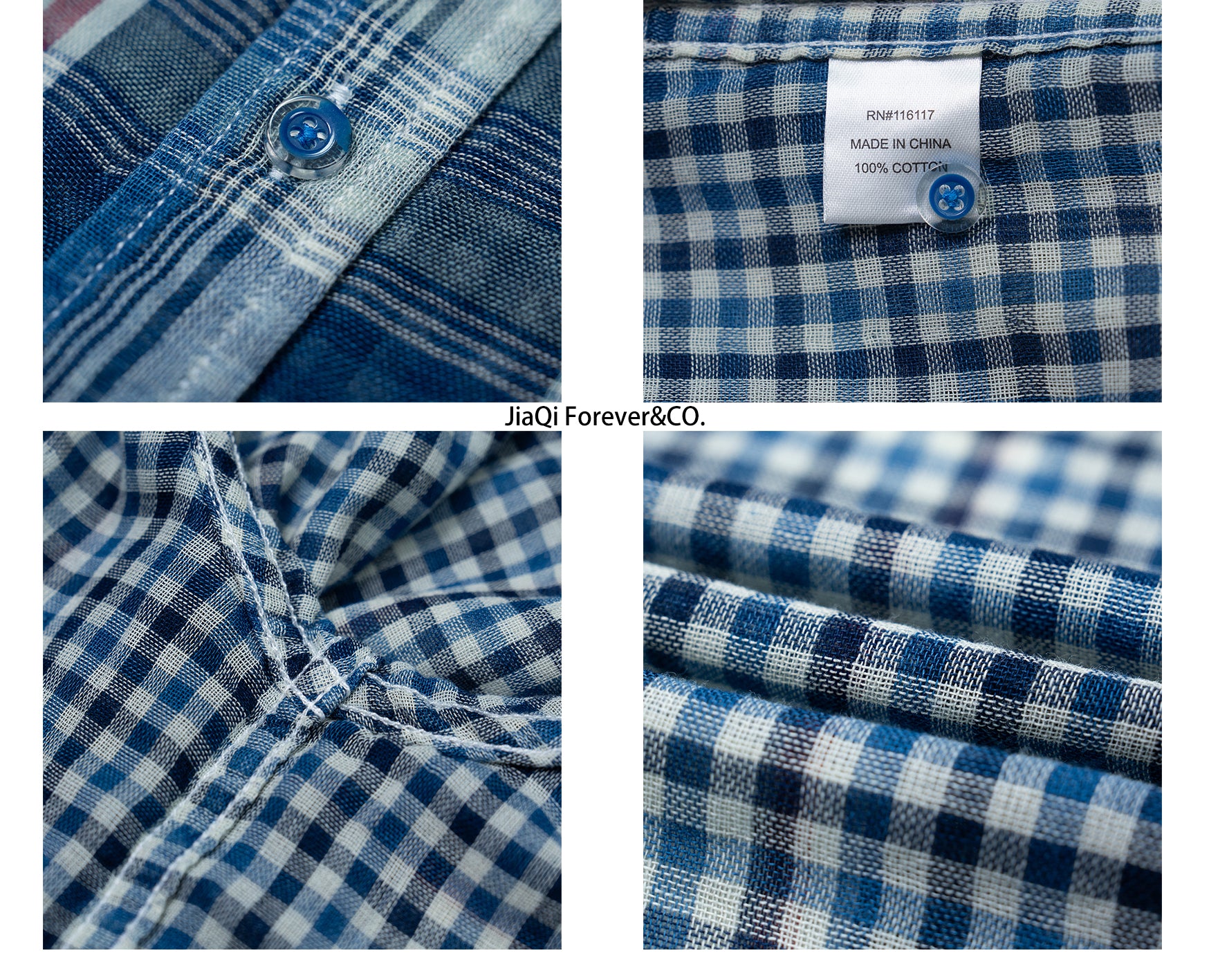 JiaQi Forever Simple Casual Double - Layer Yarn Cotton Plaid Shirt