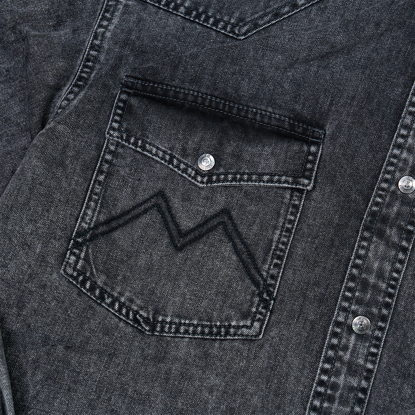 JiaQi Forever 8oz Vintage - Style Snowflake Washed Distressed Denim Shirt