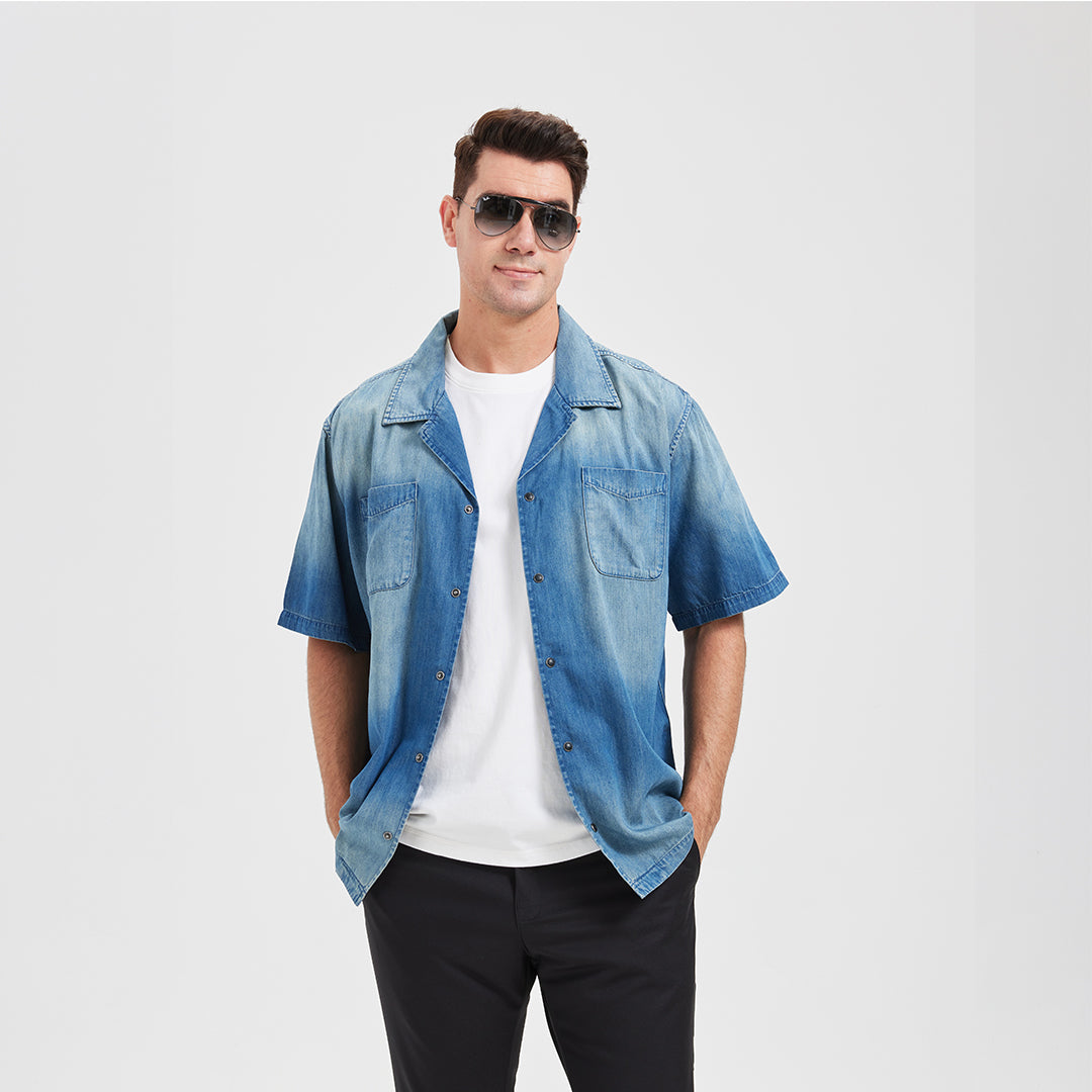 JiaQi Forever Camp Collar Casual Short - Sleeve Shirt