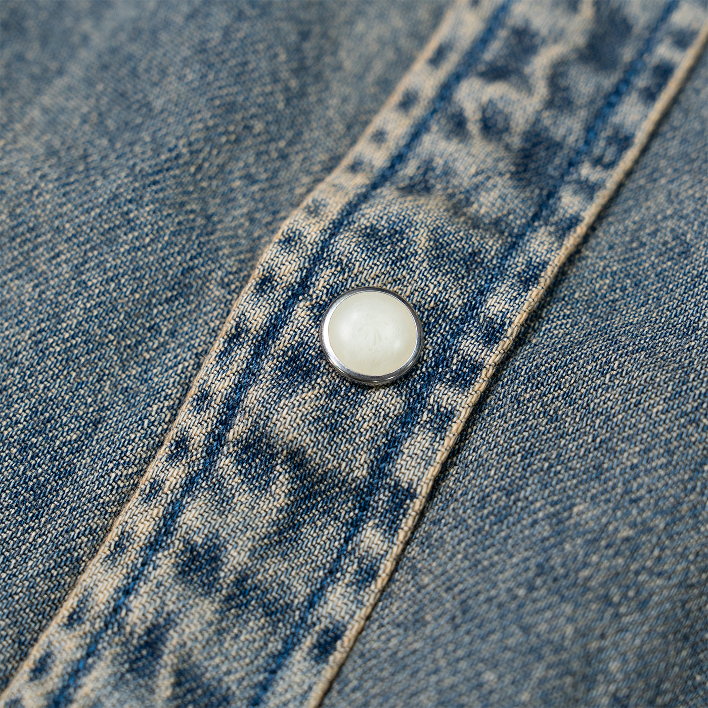 JiaQi Forever Vintage - Inspired Heavy Washed Denim Shirt with Multiple Distressed Holes