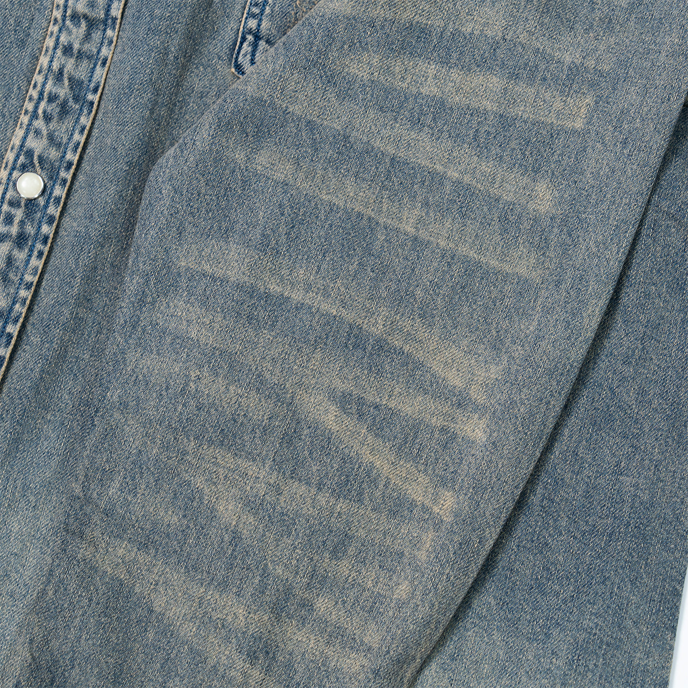 JiaQi Forever Vintage - Inspired Heavy Washed Denim Shirt with Multiple Distressed Holes