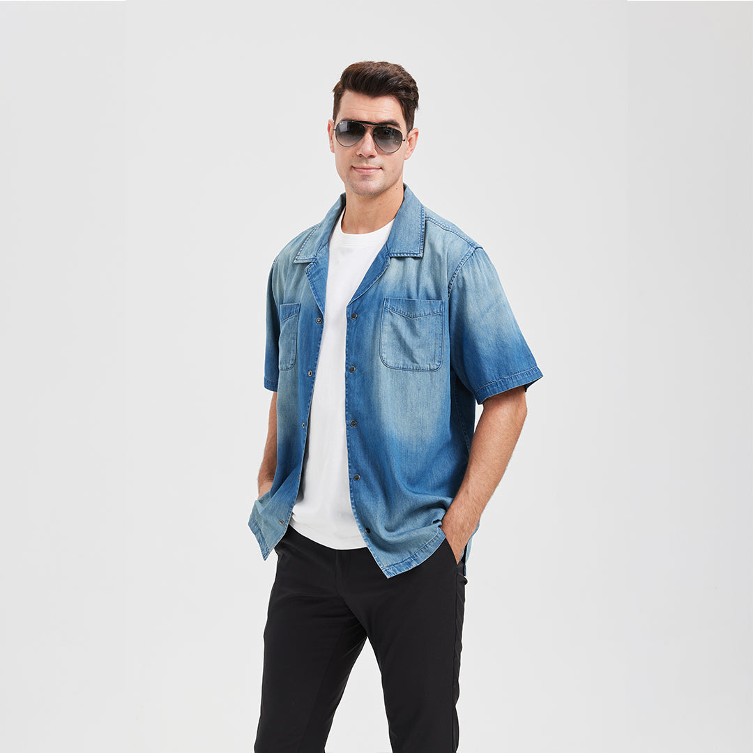 JiaQi Forever Camp Collar Casual Short - Sleeve Shirt