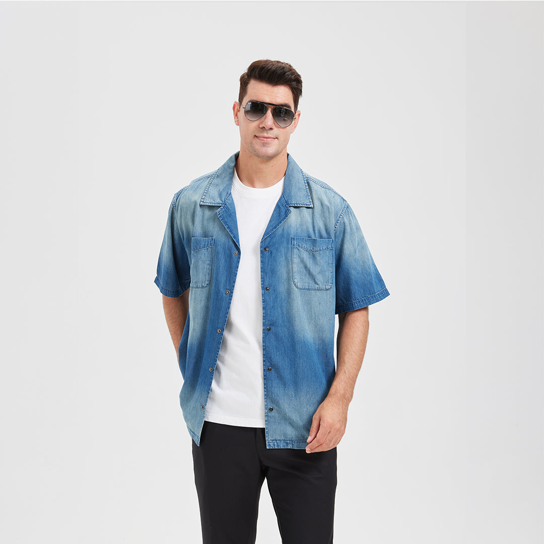 JiaQi Forever Camp Collar Casual Short - Sleeve Shirt