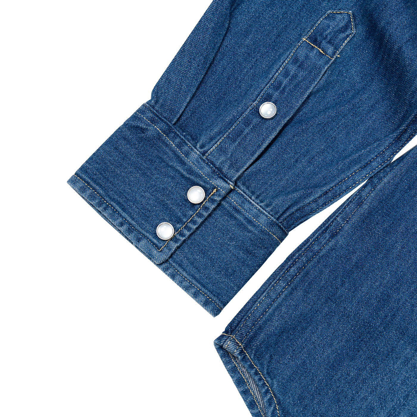 JiaQi Forever 10oz Heavy Washed Hand - Rubbed Cat's Whiskers Denim Shirt