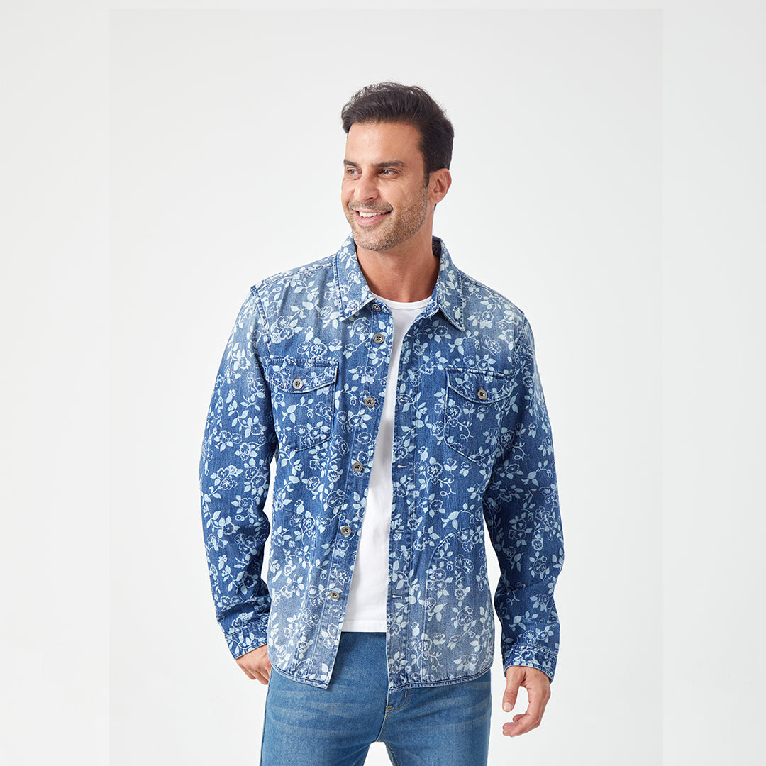 JiaQi Forever Botanical Floral Garment Discharge Print Jacket