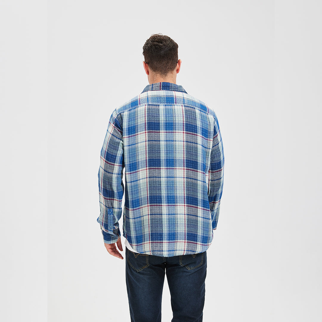 JiaQi Forever Simple Casual Double - Layer Yarn Cotton Plaid Shirt