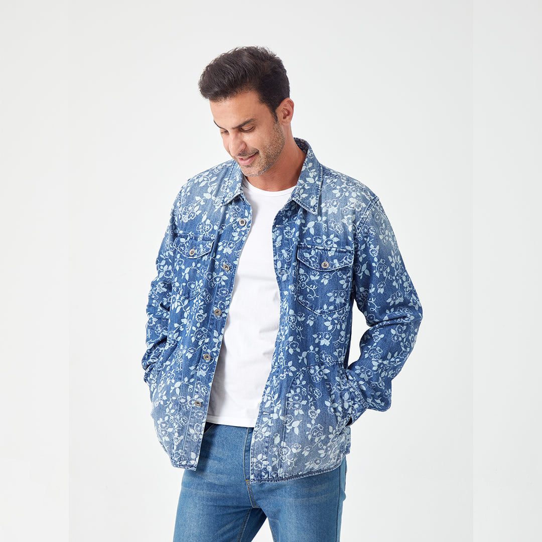JiaQi Forever Botanical Floral Garment Discharge Print Jacket