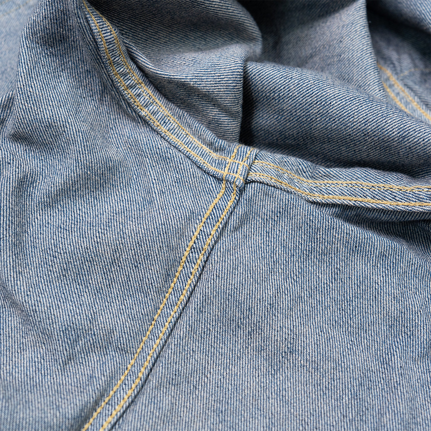 JiaQi Forever 10oz Heavy Washed Hand - Rubbed Cat's Whiskers Denim Shirt
